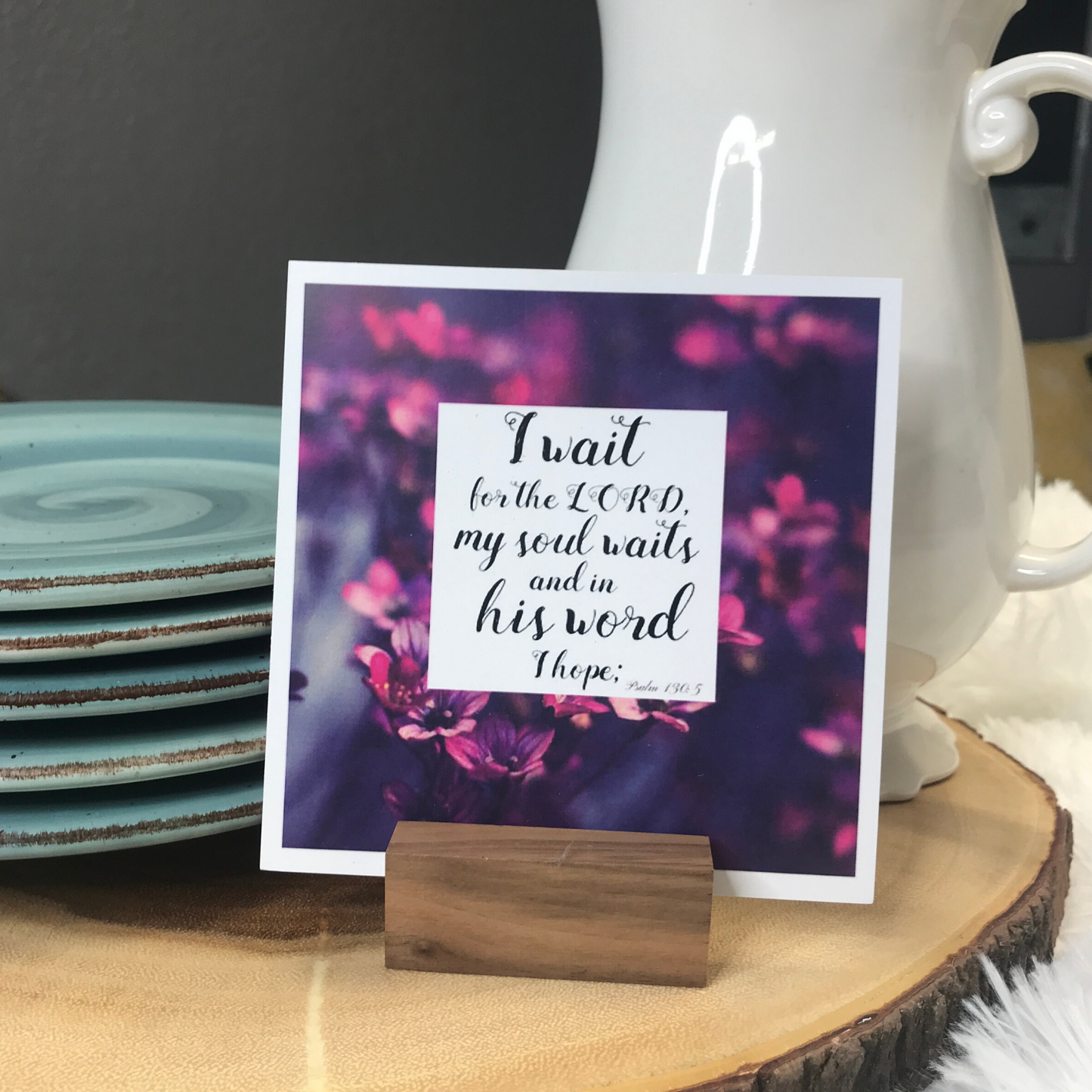 Scripture Card Stand – Walnut Wood Display for Daily Truth