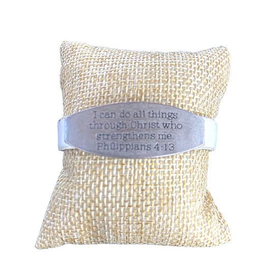 Bible Verse Leather Bracelet – Philippians 4:13 (White)
